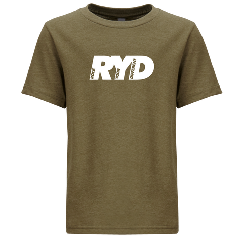 Youth RYD Logo T-Shirt Military Green - White Ink