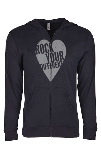 I heart RYD - Sueded Hooded Zip- Black