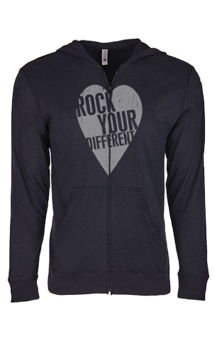 I heart RYD - Sueded Hooded Zip- Black