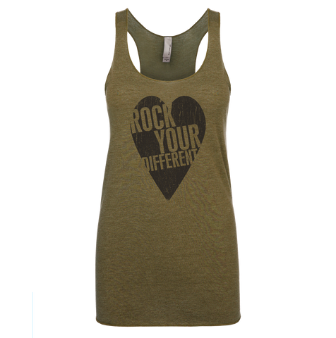 I Heart RYD Tank - Women's - Military Green - Black Ink