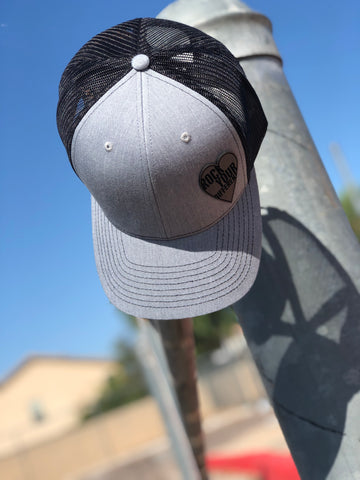Black and Heather Grey * Gray Heart Patch Hat
